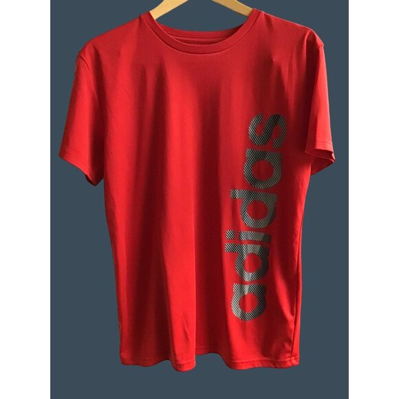ADIDAS- BOYS SHORT SLEEVE FRONT LOGO GRAPHIC T-SHIRT RED SIZE X- LARGE - Picture 1 of 6